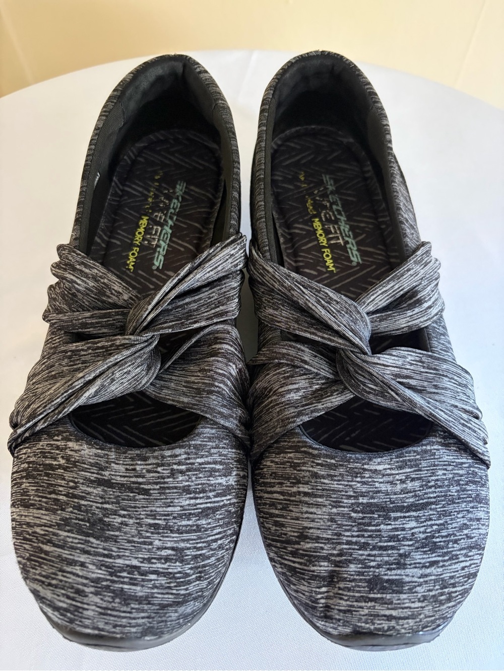 Skechers Women's Heathered Charcoal Knit Mary Jane Slip-Ons - Picture 2 of 6